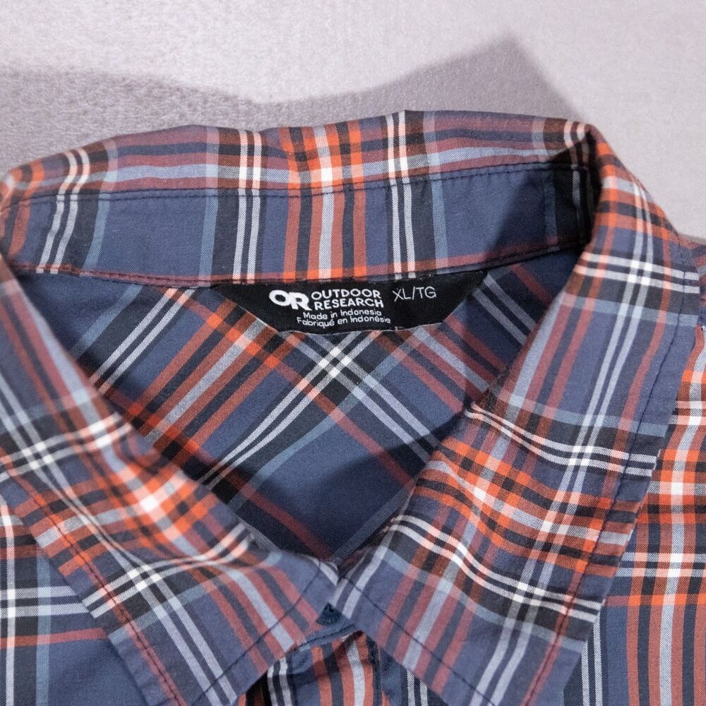 Outdoor Research Men's Seapine Short Sleeve Plaid Button Shirt Pocket XL Hiking - Picture 2 of 5